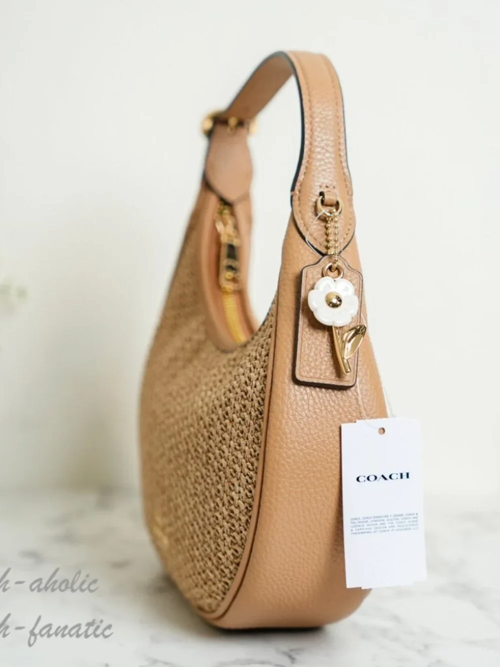 Coach CDX20 Emily Shoulder Bag Crossbody straw/Gold/Toast NWT - Picture 5 of 11